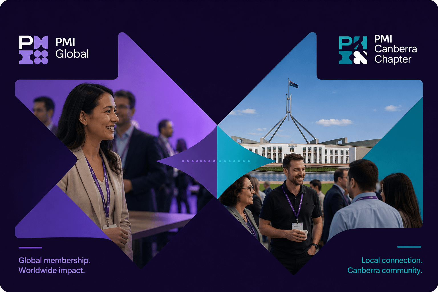 PMI Global and Canberra Chapter Membership Project professionals networking, representing PMI’s global membership and the local PMI Canberra Chapter community.
